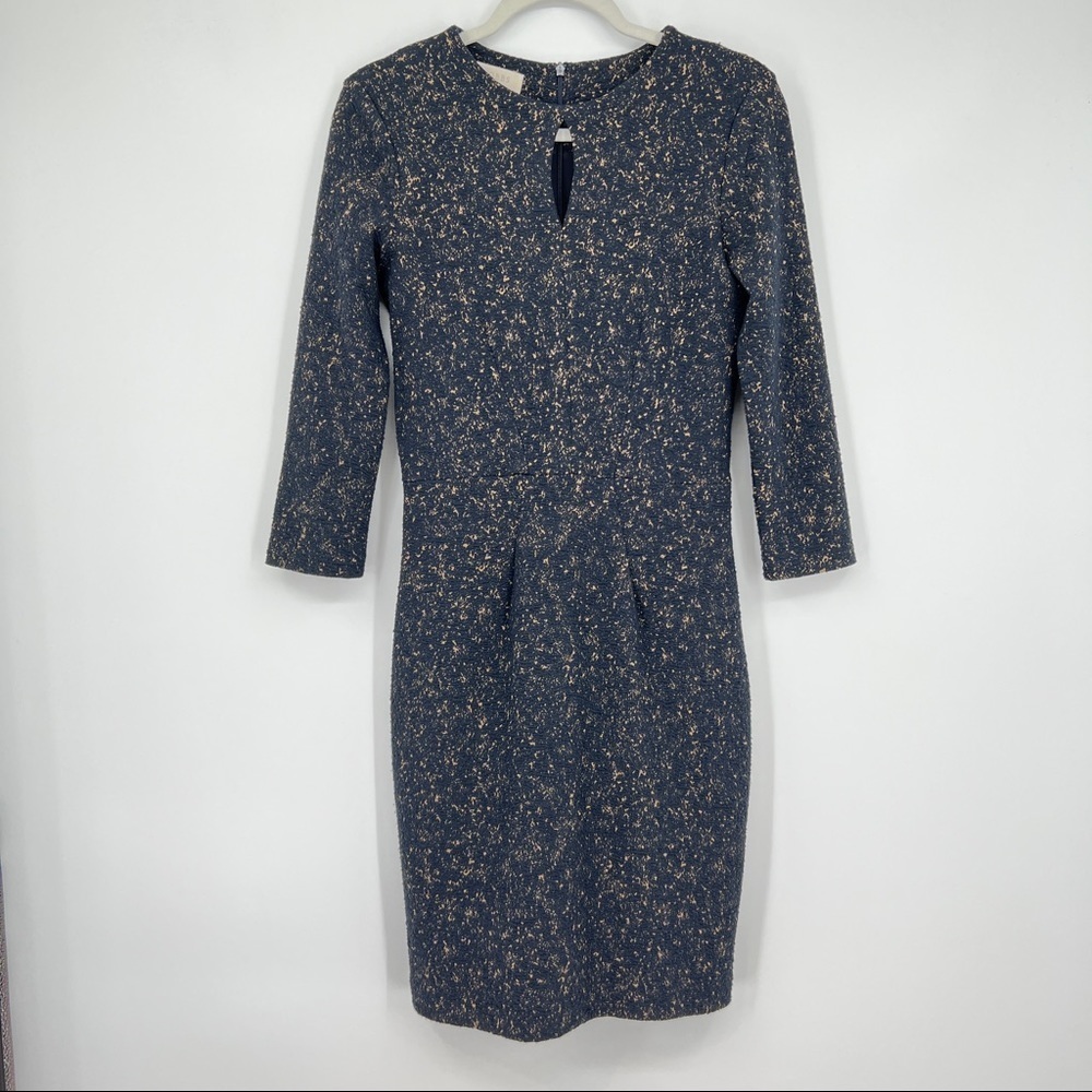 Hobbs London Multi Keyhole Three Quarter Sleeves Round Neck Dress